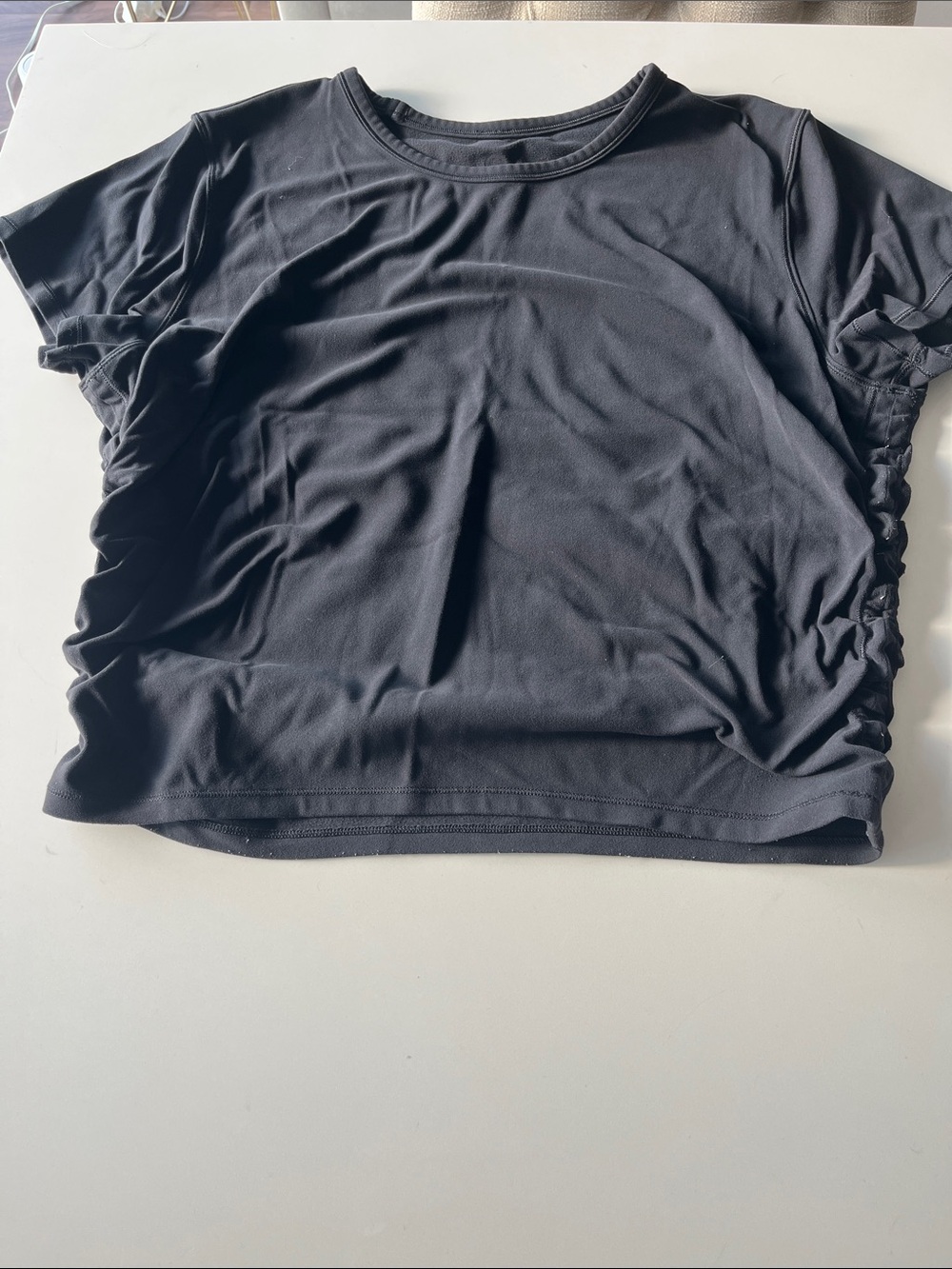 Black Women’s Short Sleeve Ruched Side Top
